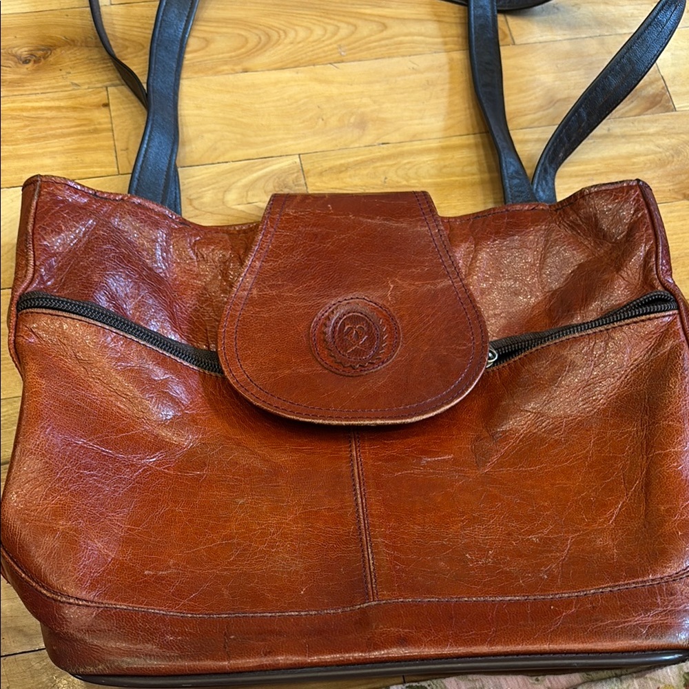 Cartier Brown Leather Shoulder Bag with Vintage Patina